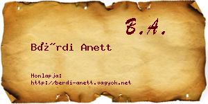 Bérdi Anett névjegykártya
