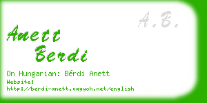 anett berdi business card